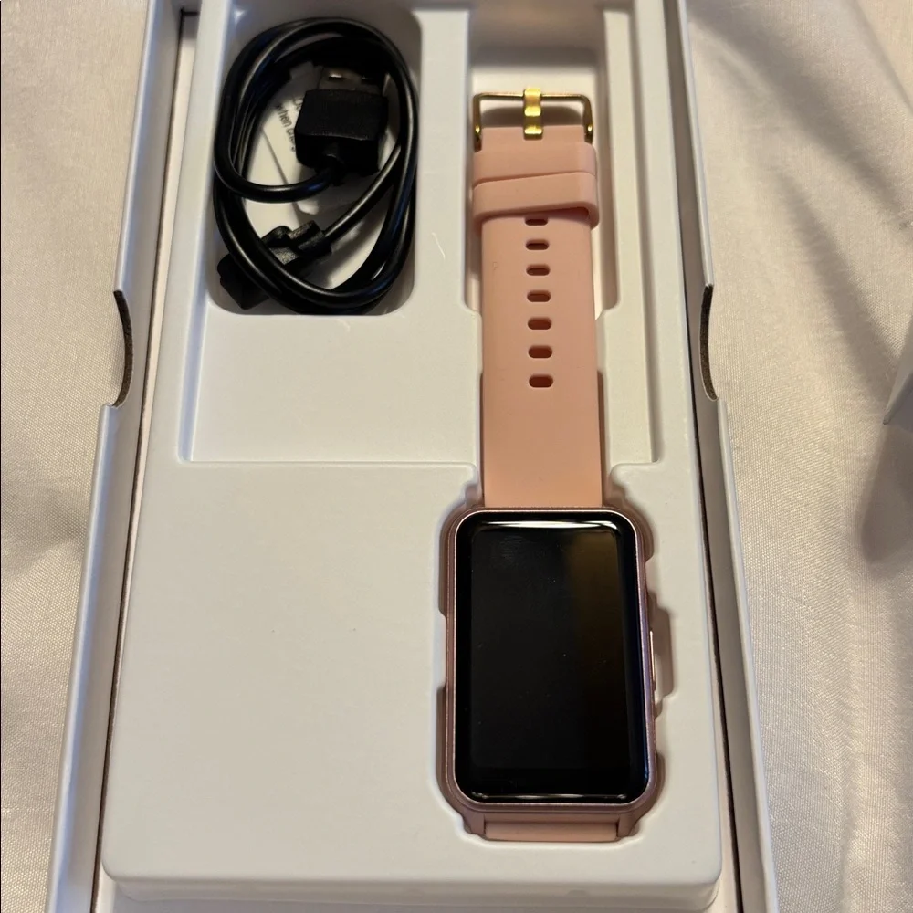 Smartwatch pink band. Fitness tracker